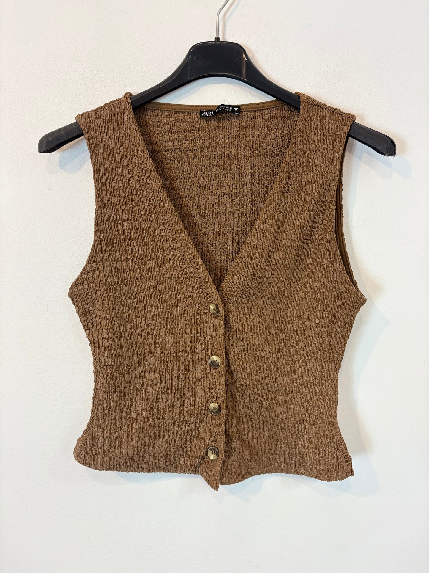 ZARA. Brown gathered set. TS