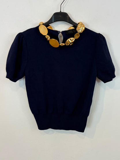 ZARA. Top azul punto  elástico detalle