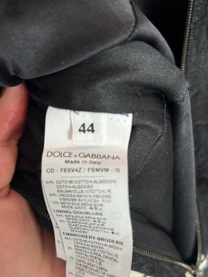 DOLCE & GABBANA. Vestido negro bordados y abalorios. T 44