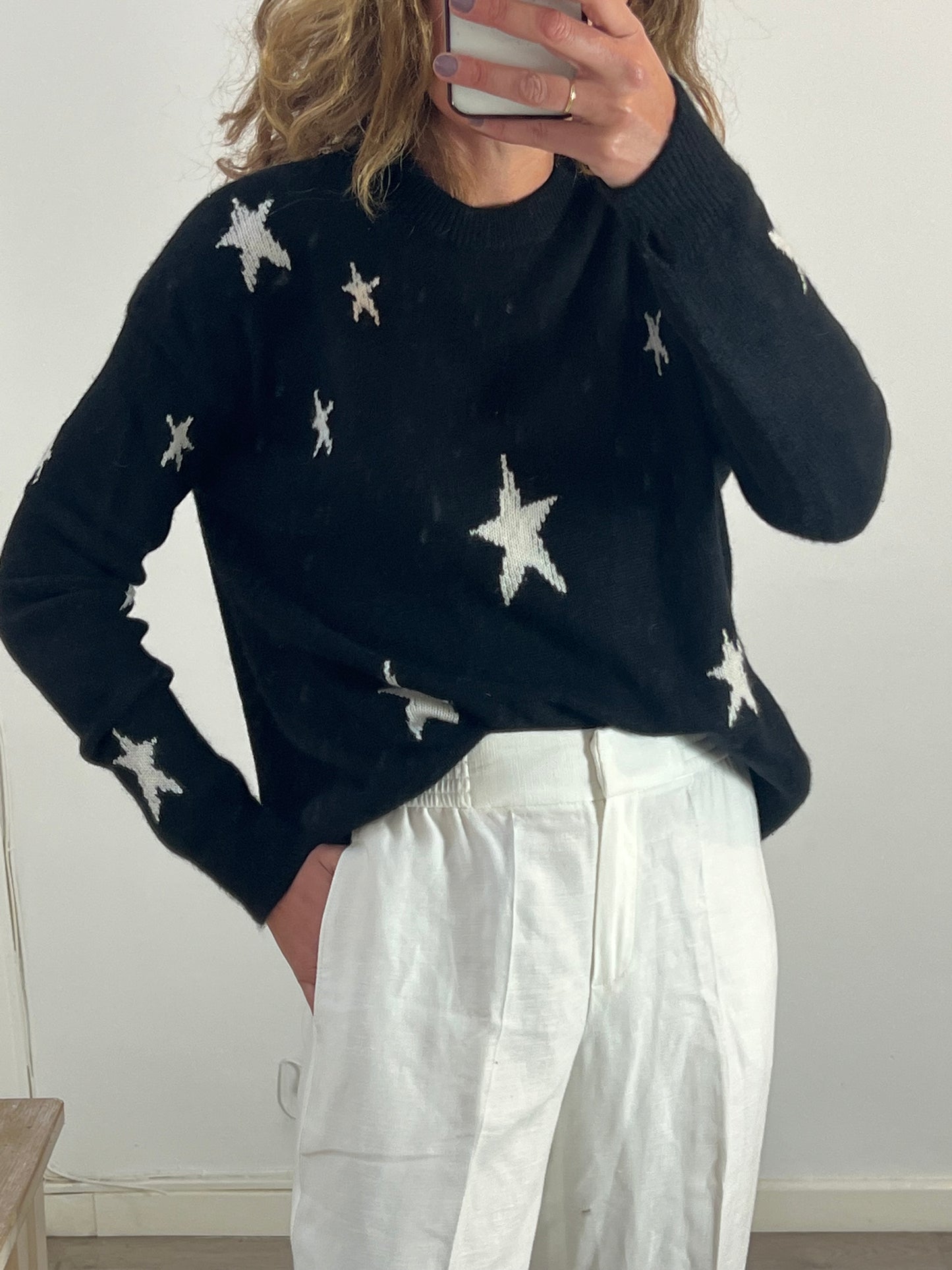 ZADIG&VOLTAIRE. Jersey negro cashmere estrellas. T XS