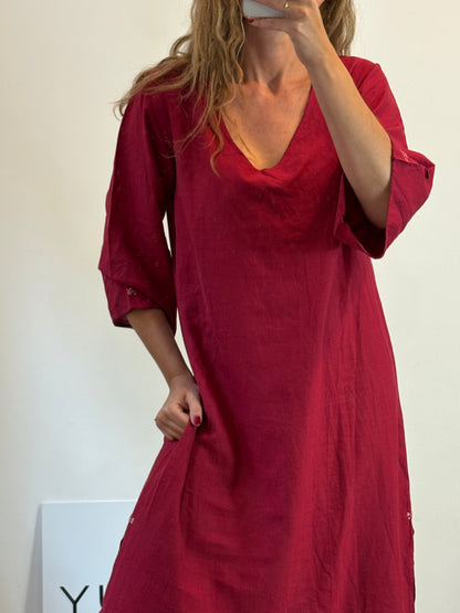 Vestido granate estilo Kaftán