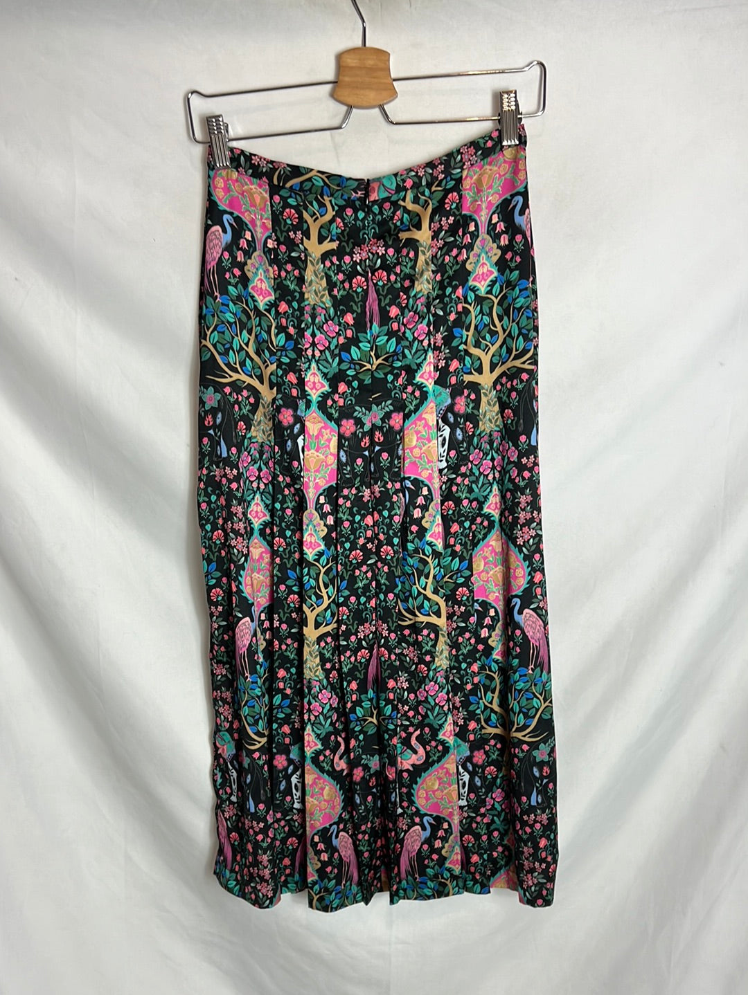 SANDRO. Total look blusa y falda midi estampada. T 1(S)