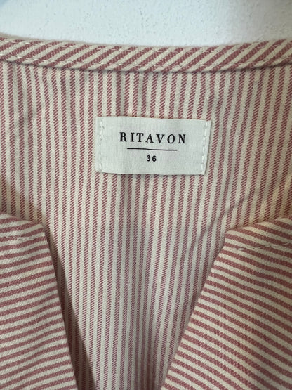 RITAVON. Long textured striped dress. Size 36