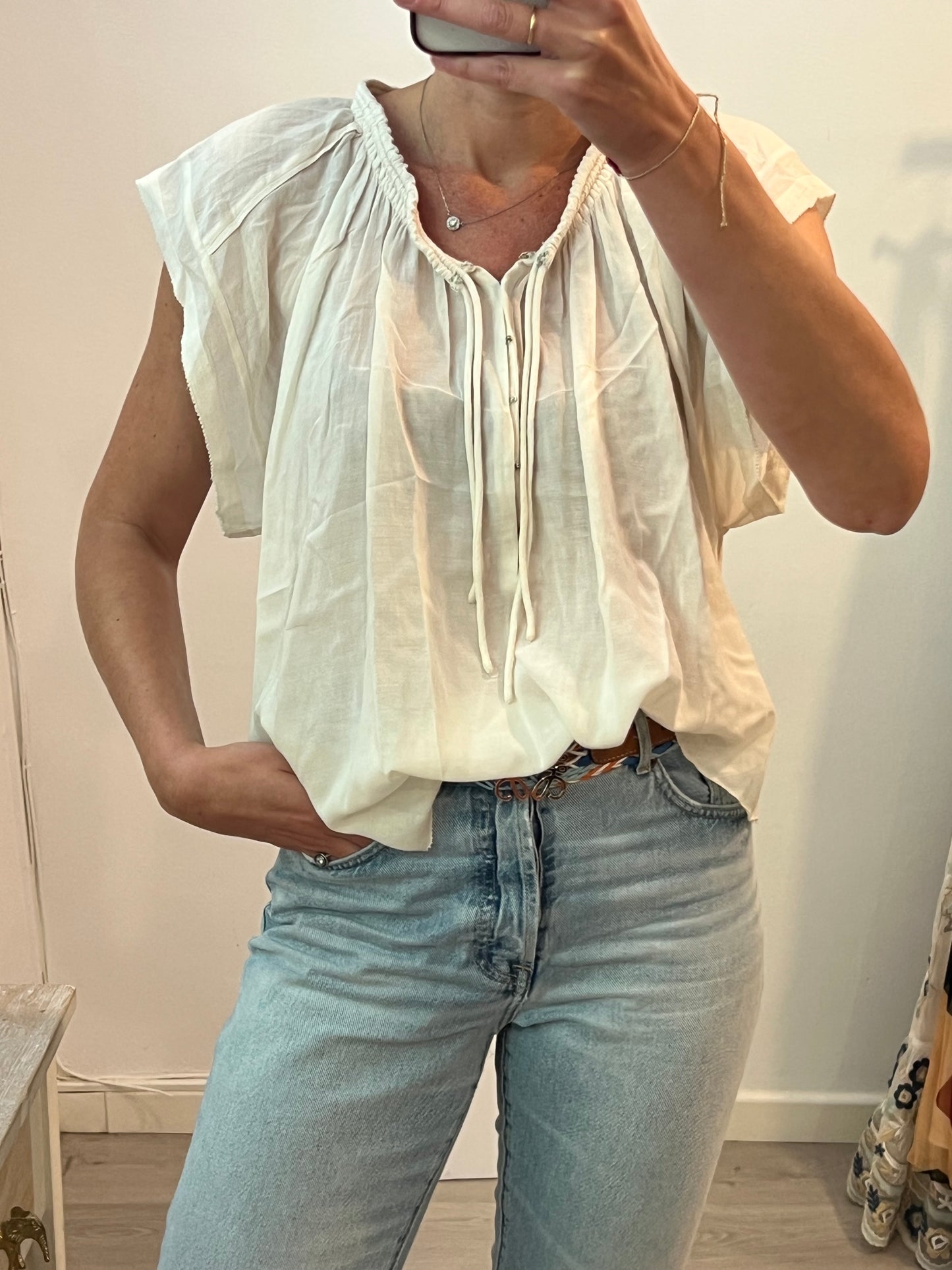 IRO. Light beige top with hooks. T 34