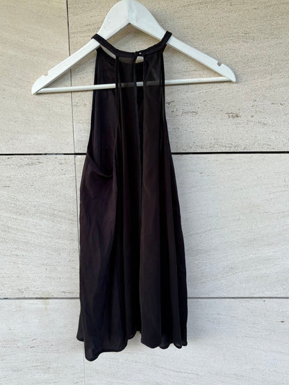 LA PERLA- Top negro con seda detalle cuello