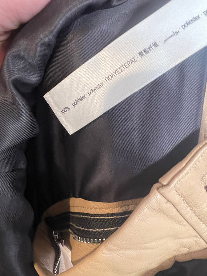 UTERQÜE. Pantalón beige piel recto. T S