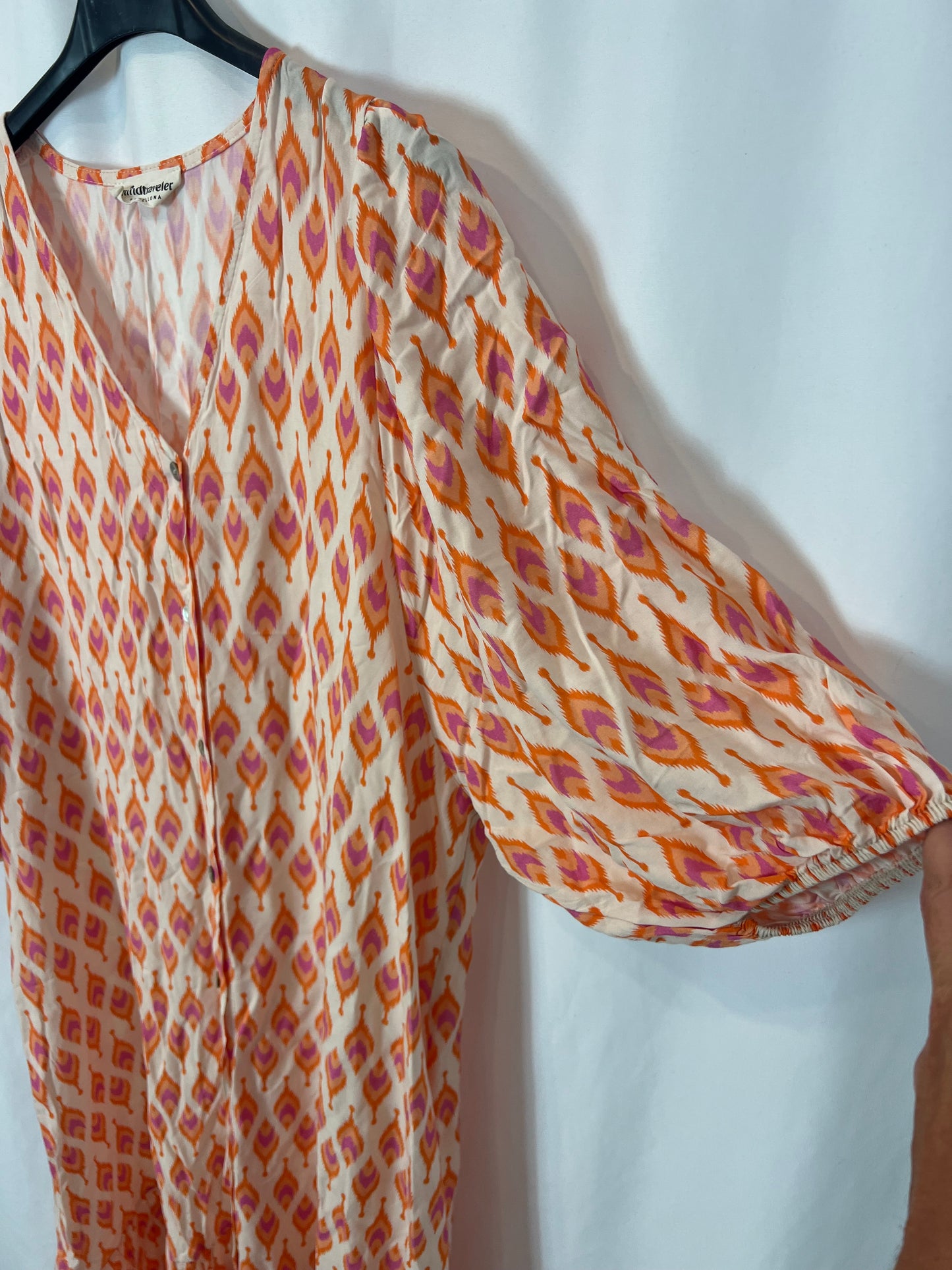 MINDTRAVELER. Orange print midi dress. YOU (M)