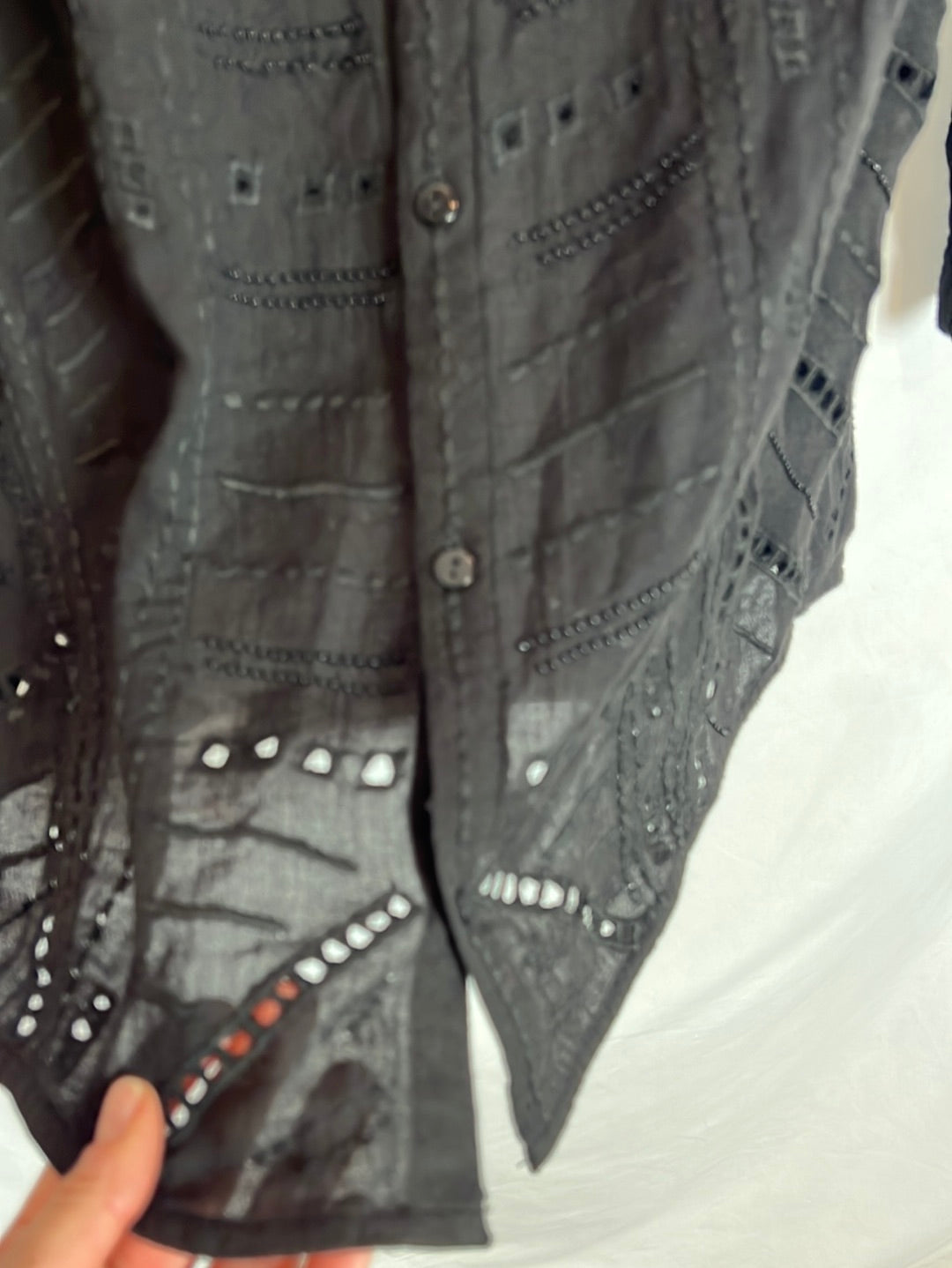 BA&amp;SH. Black die-cut blouse with rhinestones. Size 2(M)