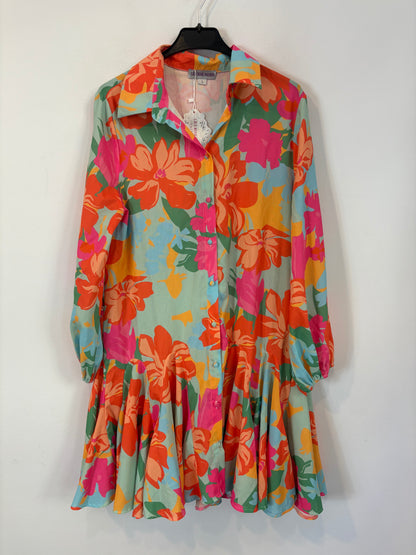 LILY ROSE. Vestido vuelo fucsias. T L