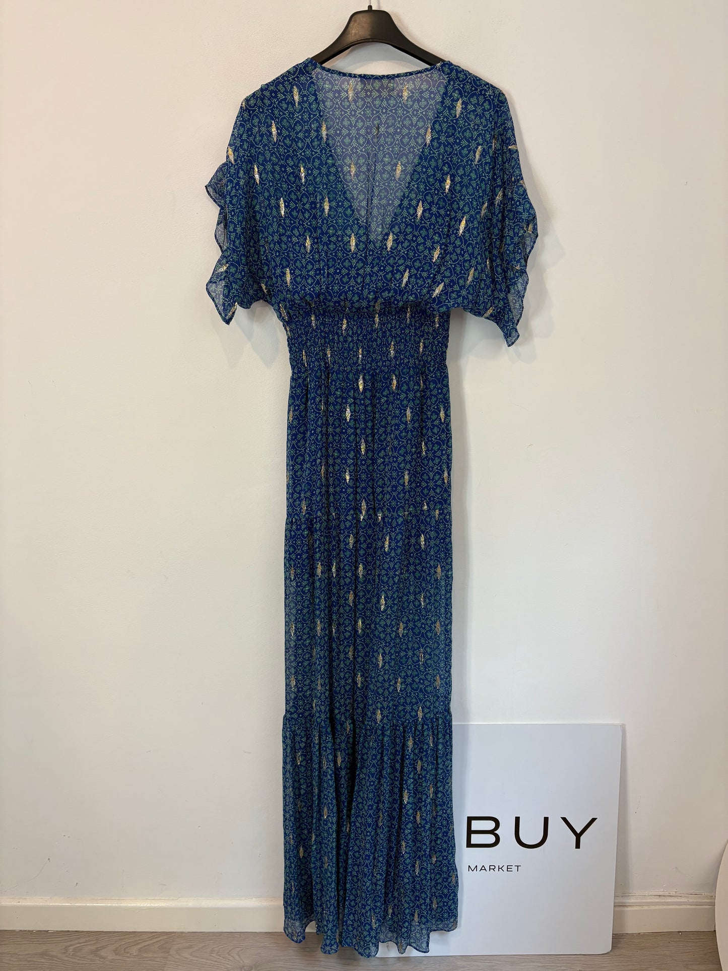 BA&SH. Vestido azul largo seda