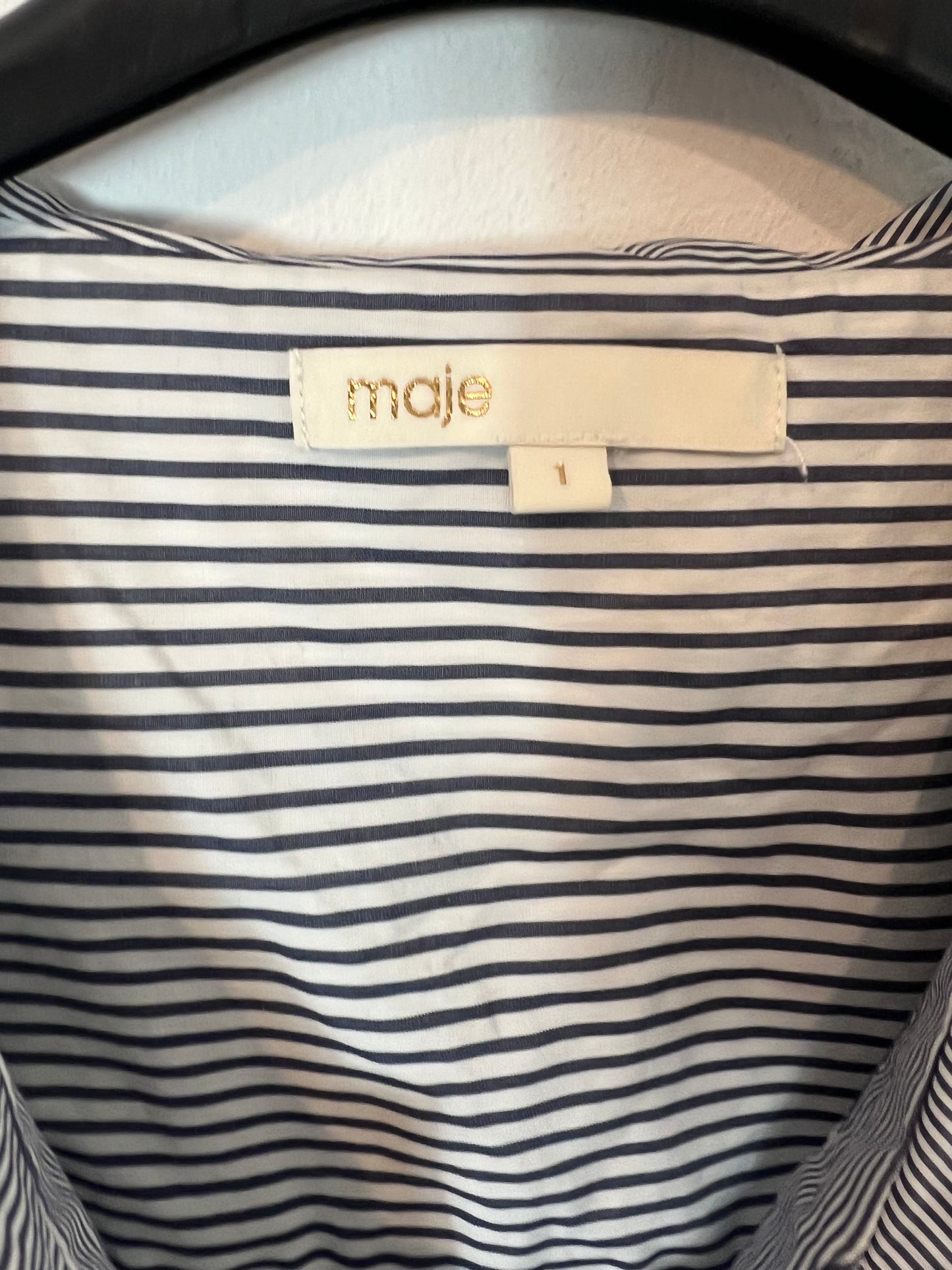MAJE. Blue striped blouse with collar detail. Size 1 (S)