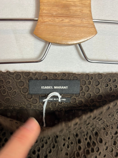 ISABEL MARANT. Falda marrón troquelada asimétrica. T 38