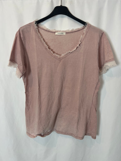 RENATTA&amp;GO. Heathered pink T-shirt. Medium/Large