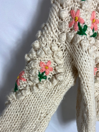 GOLD&SILVER. Rebeca beige flores bordadas. TU(s/m)