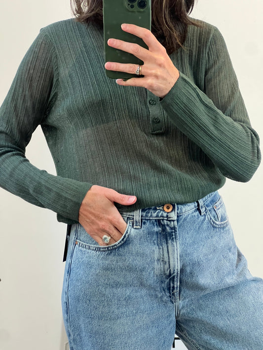 INTROPIA. Top verde hilos T.l