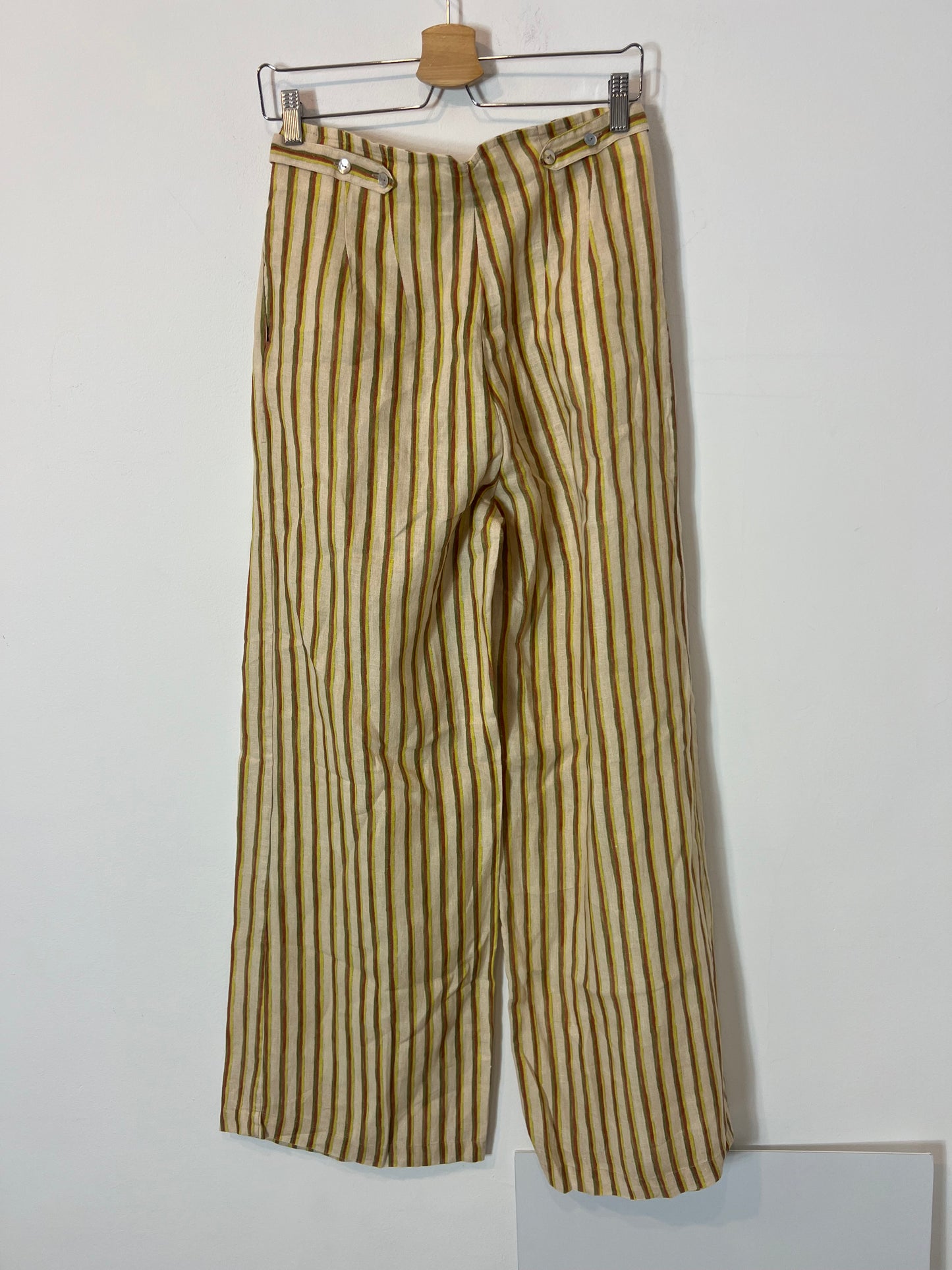 ROMUALDA. Pantalón ancho rayas lino T.m