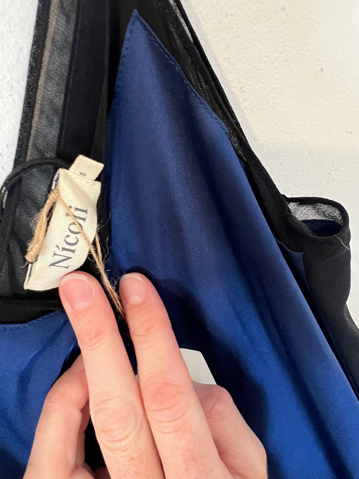 NÍCOLI. Vestido largo satinado azul . T S