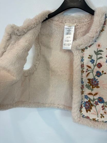 LOUISE MISHA. Chaleco beige bordados pelito
