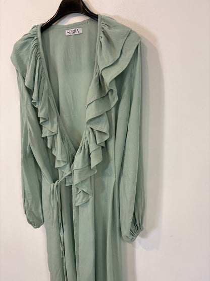 SERRA. Vestido maxi cruzado verde agua