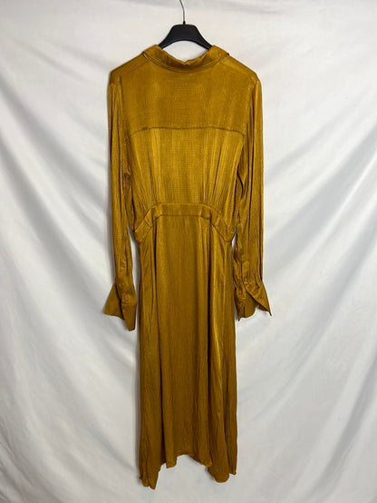 &OTHER STORIES. Vestido midi mostaza textura. T 38