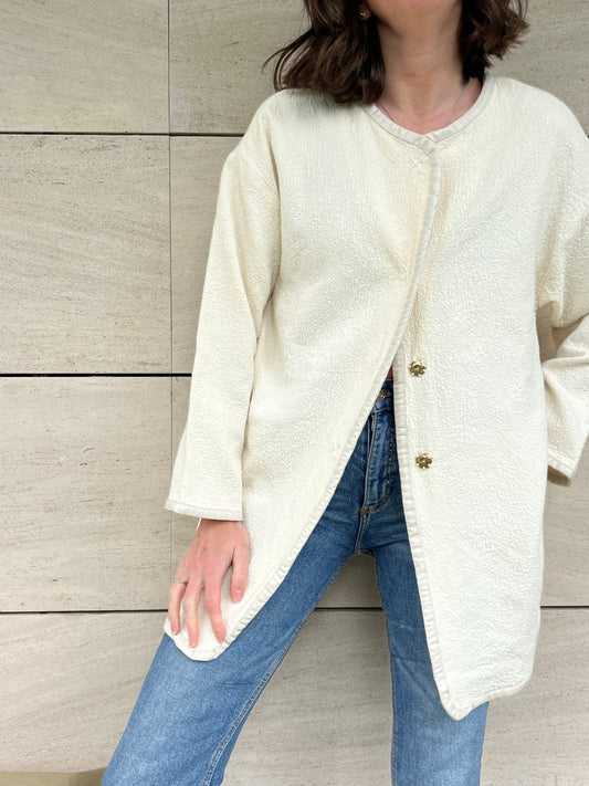 WHITE. White textured Tm jacket