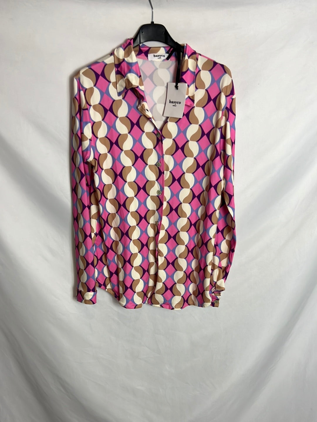 BASYCO JEREZ. Blusa textura estampado retro. TU(M)