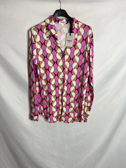 BASYCO JEREZ. Blusa textura estampado retro. TU(M)