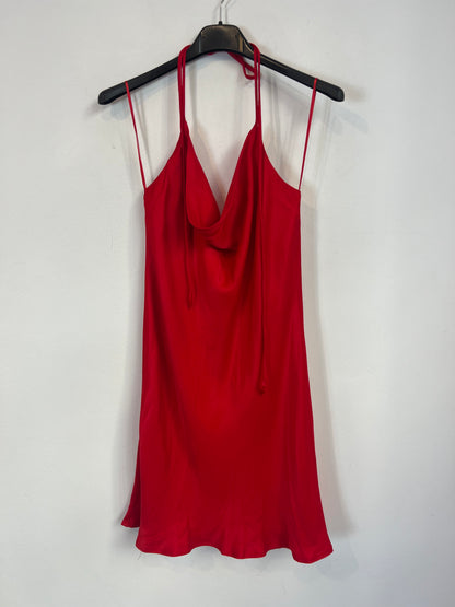 ZARA. vestido rojo satinado  T.s