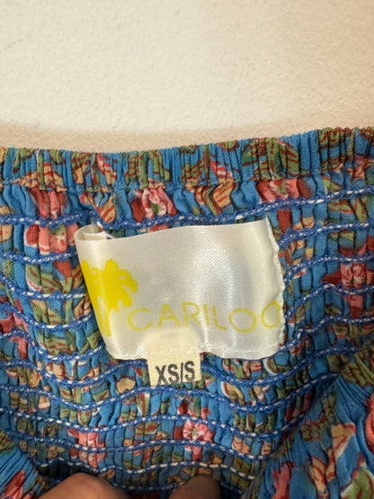 CARILOO. Vestido azul flores T.xs/s