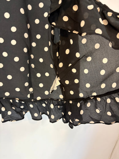 RÉALISATION. Top seda lunares ajustable en negro. T XS