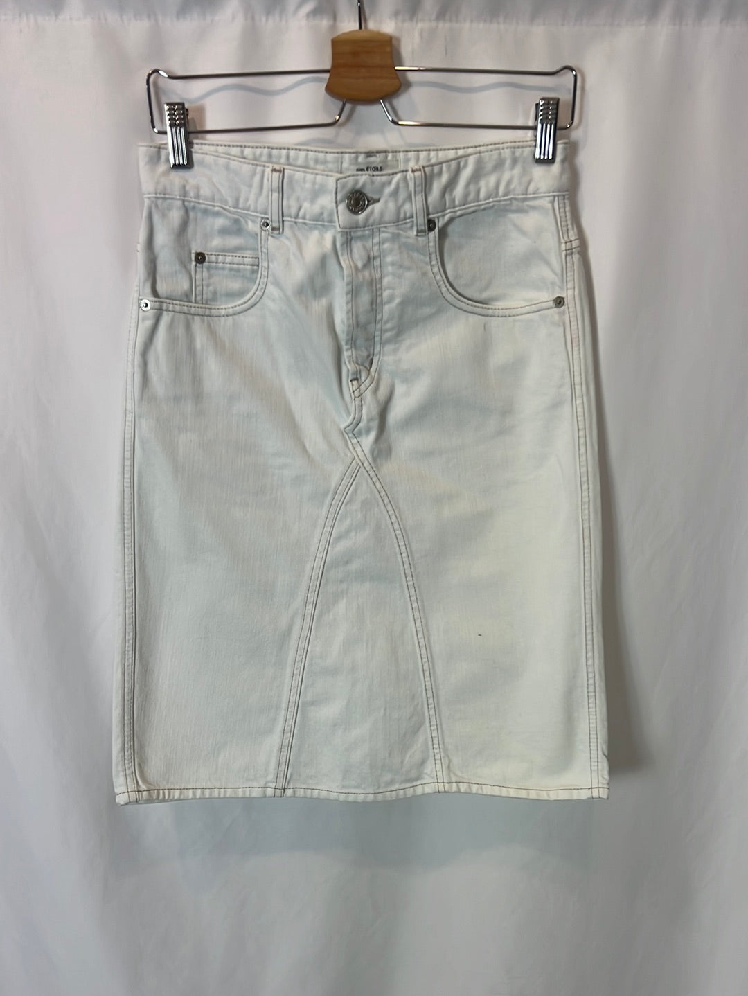 ISABEL MARANT ÉTOILE.White denim midi skirt. T 36