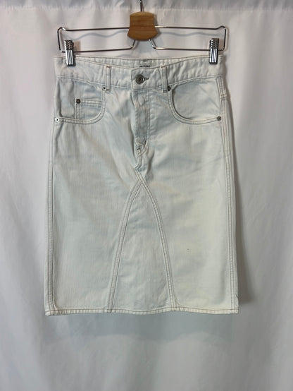 ISABEL MARANT ÉTOILE.White denim midi skirt. T 36