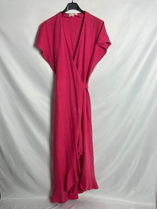 6EME GALERIE. Vestido largo rosa cruzado textura. T XS(Tara)