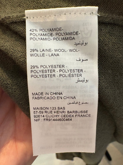 MAISON 123. Chaqueta verde punto con lana