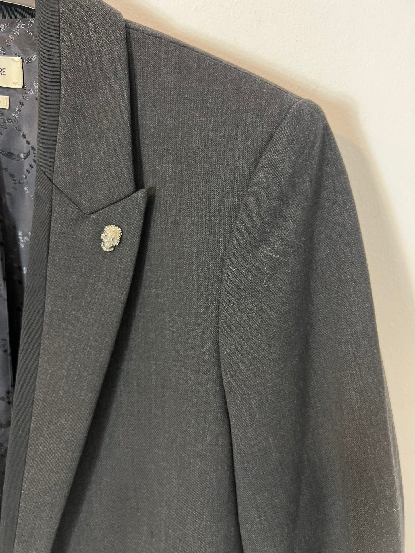 ZADIG&VOLTAIRE. Blazer gris marengo y negra detalle solapa. T 36