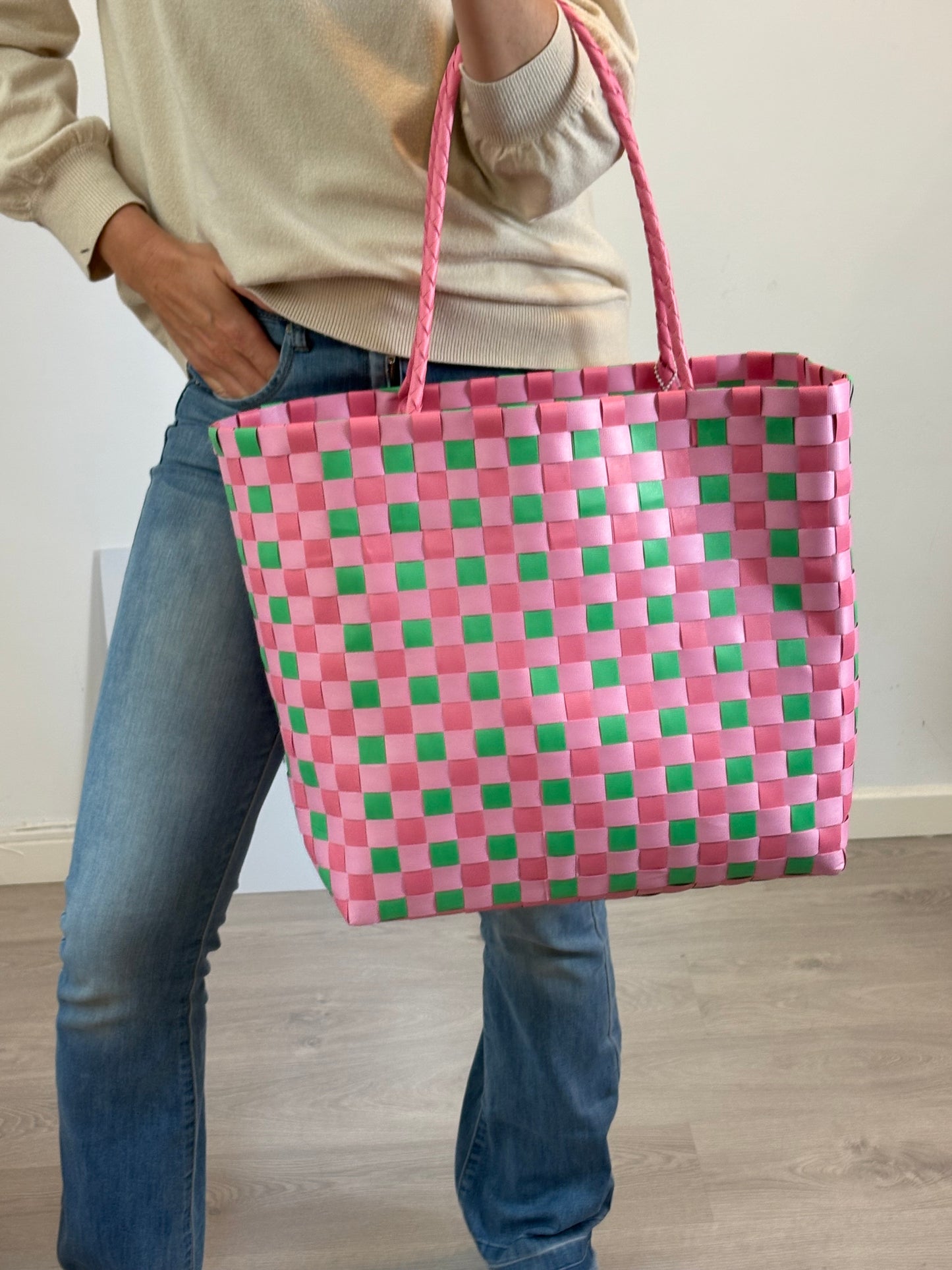 DRUNK ELEPHANT. Bolso tote mimbre bicolor