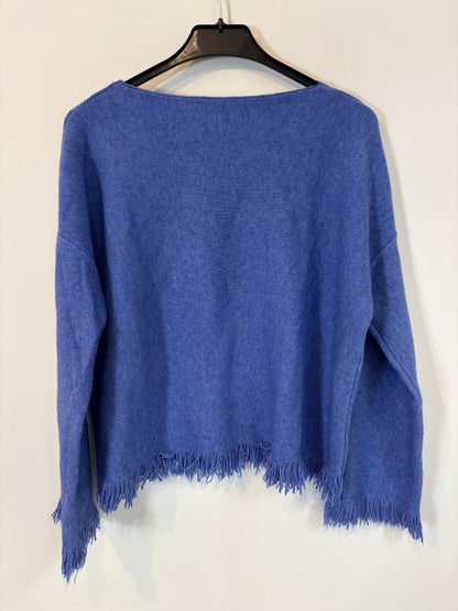 OTHERS. Heathered blue fringed sweater. TS/M