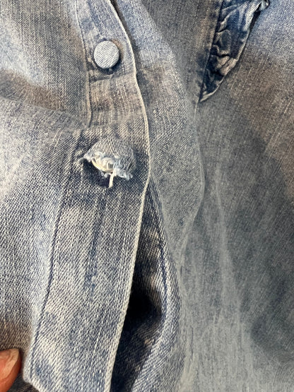 ZARA. Blusa denim volantes T.m (Tara)