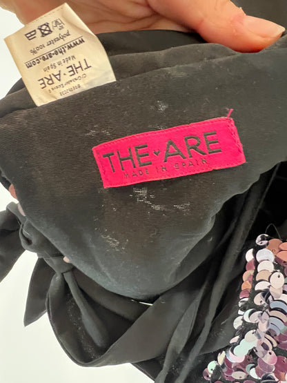 THE ARE. Black sequin knotted top. TS