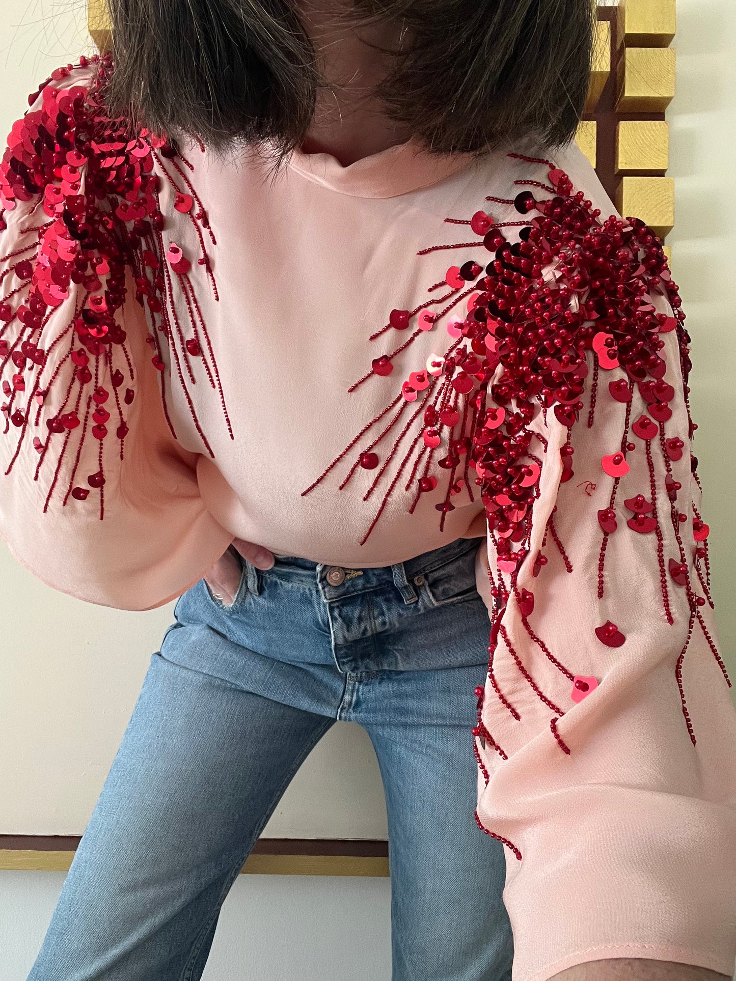 PSOPHIA. Blusa rosa lentejuelas T.xs