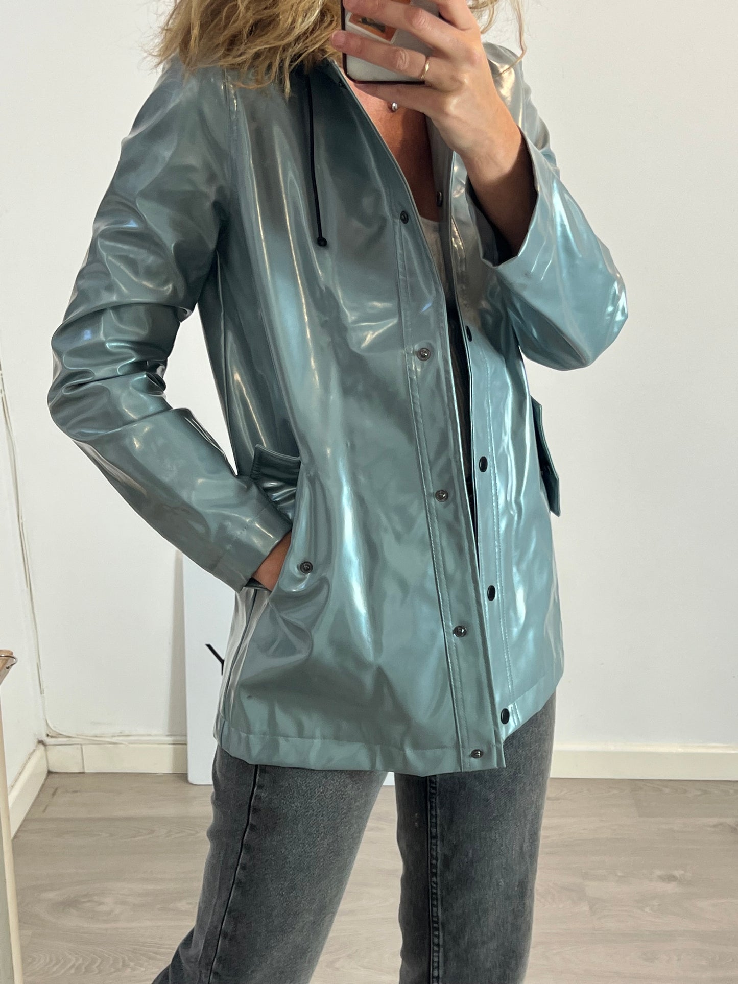 TOPSHOP. Grey waterproof raincoat, size 38