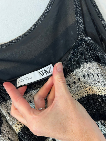 ZARA.vestido largo croché T.s