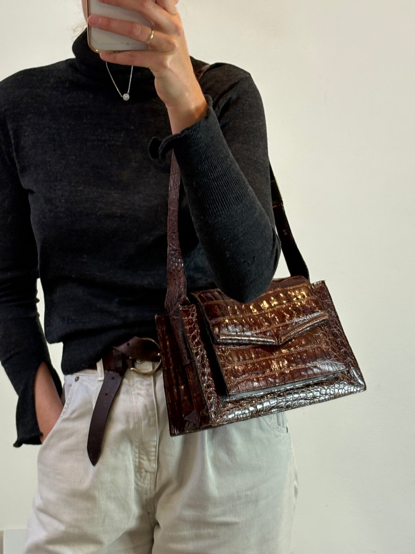 Bolso de hombro piel  marrón
