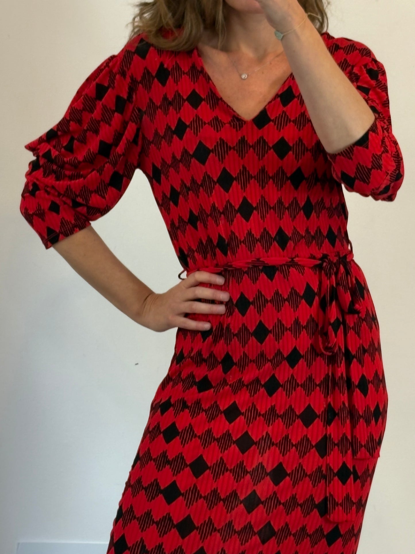 ZARA. Vestido largo elástico estampado retro. T S