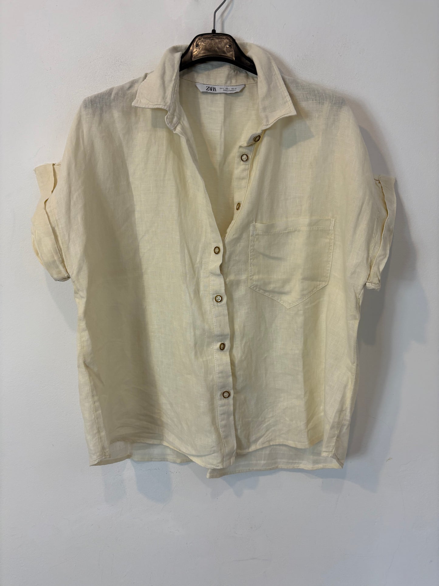 ZARA. Camisa lino color crudo