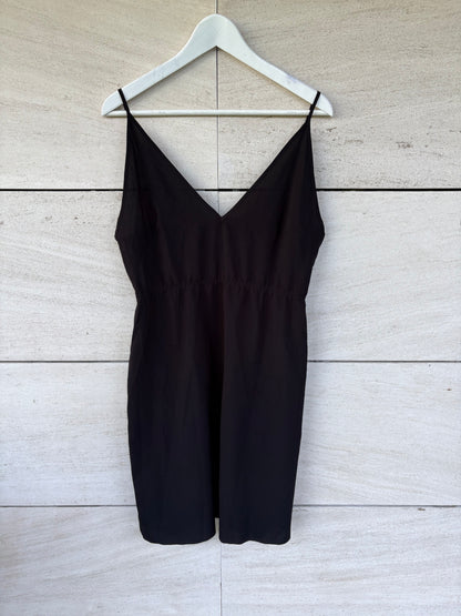 SANDRO. Vestido largo seda semitransparente. T 38