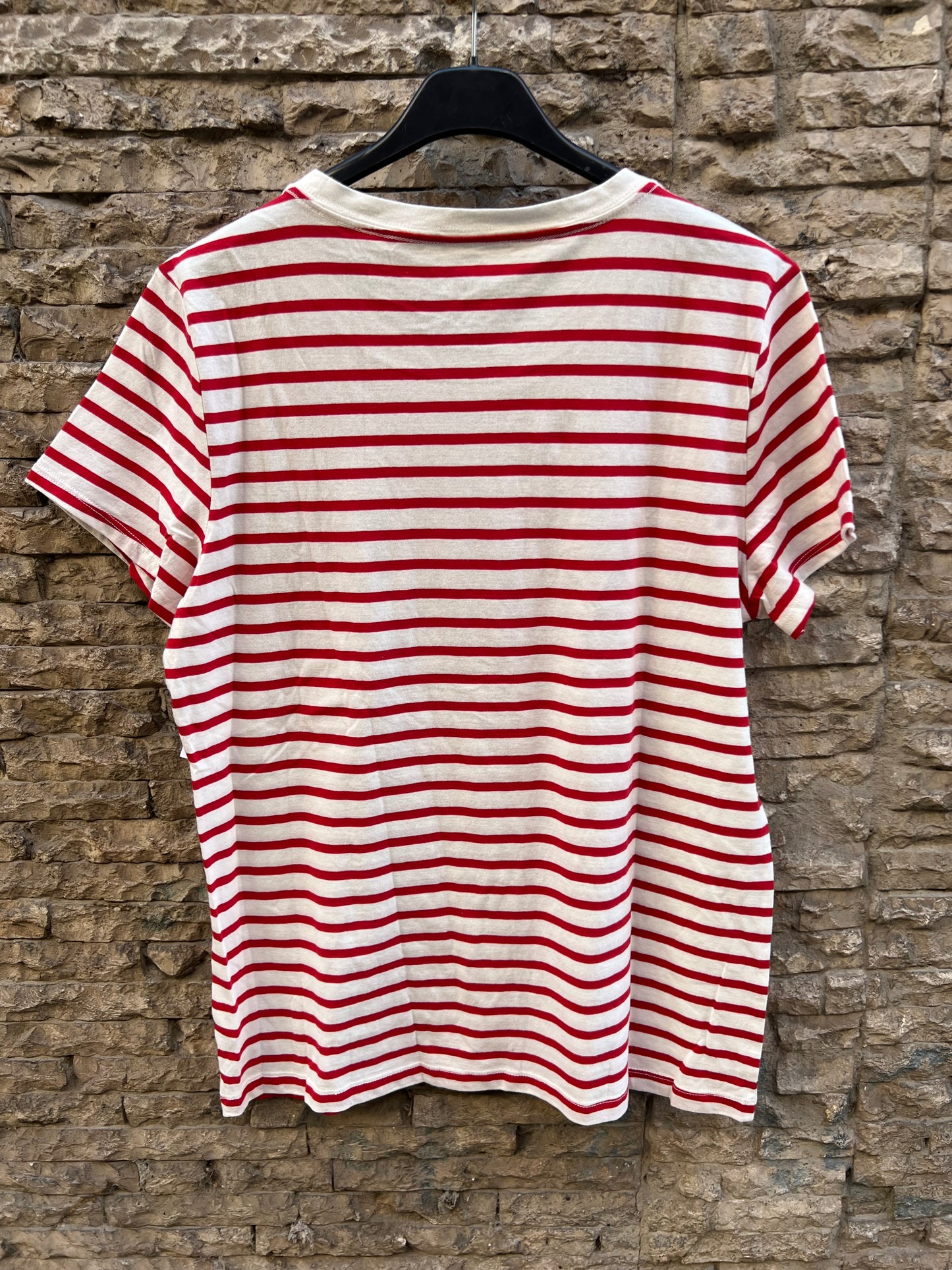 GAP. Camiseta rayas rojas logo. T L
