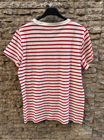 GAP. Camiseta rayas rojas logo. T L