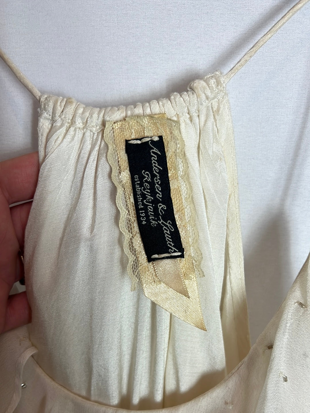 ANDERSEN & LAUTH. Vestido corto gasa detalles. T S