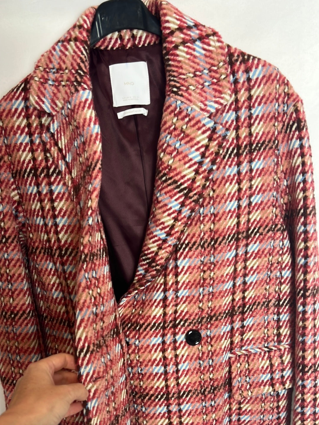 MANGO. Abrigo cuadros colores. T S